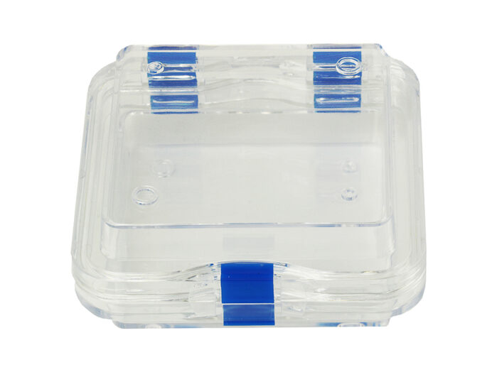M44 clear plastic membrane box, hinged - 100 x 100 x 40mm