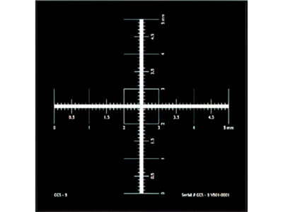 5mm cross scale 0.01mm division, Si/Cr, opaque - custom mounted