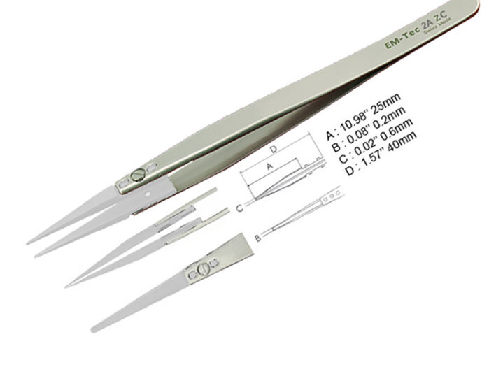 Tweezers - ceramic with replaceable flat rounded tips