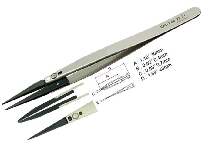 Tweezers - ESD safe ceramic with replaceable pointed strong tips