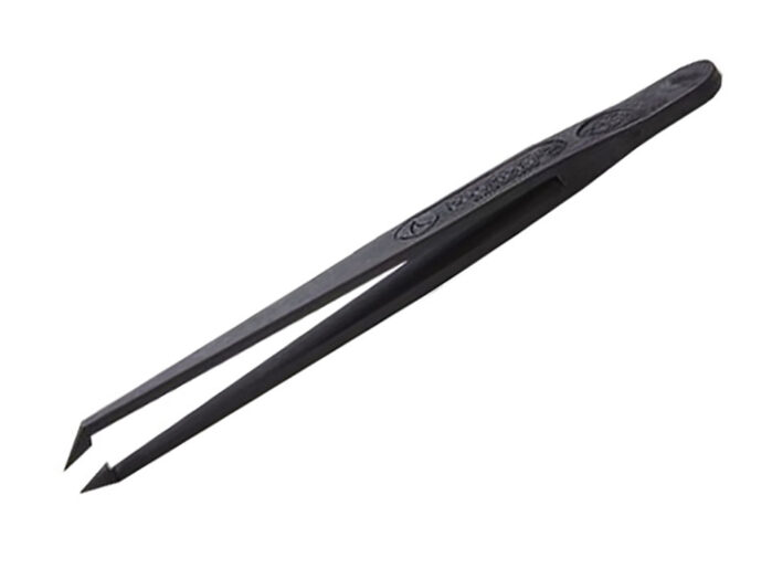 ESD safe carbon fibre reinforced tweezers - sharp angled tips