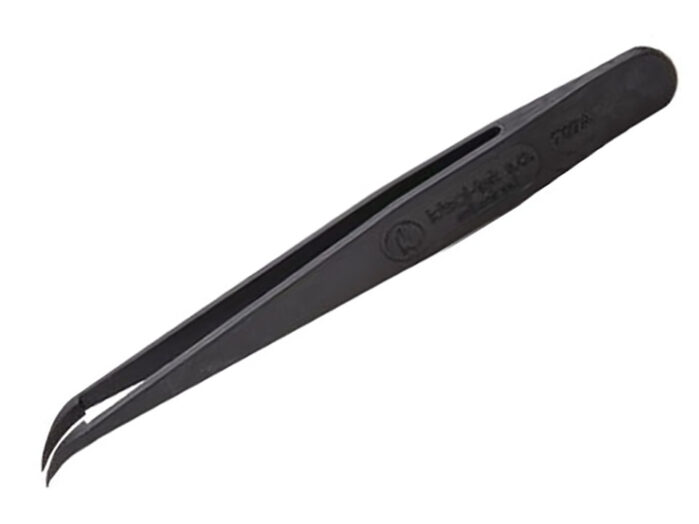 ESD safe carbon fibre reinforced tweezers - sharp curved tips