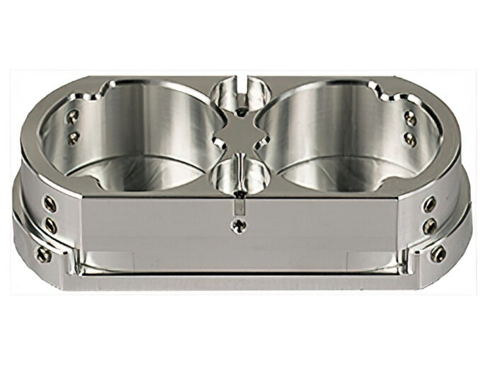 EM-Tec R2-1.5 top reference holder for 2 x Ø1-1/2 inch metallographic mounts - pin stub.